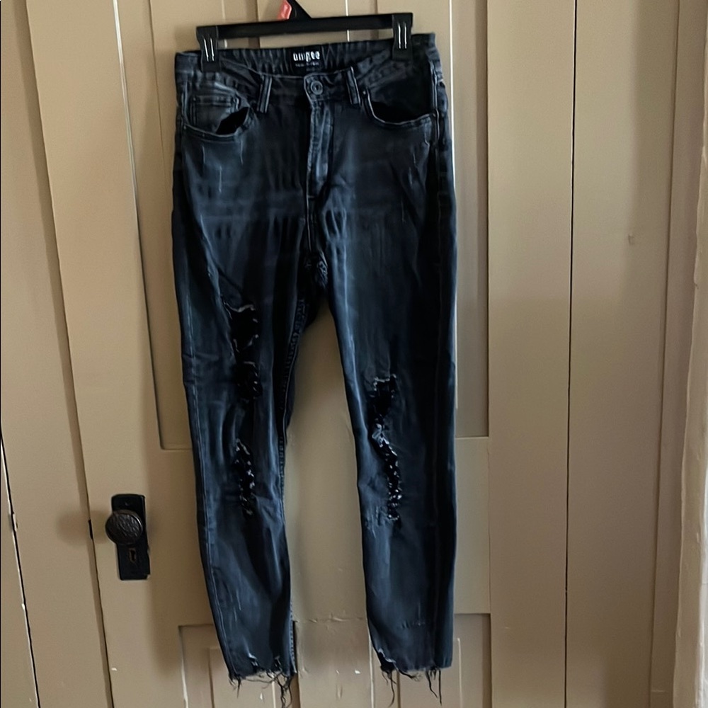 Umgee High Rise Distressed Black Jeans
